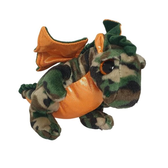 Ty Beanie Babies Raxor Dragon 9" Plush Camouflage Retired Orange Stuffed Animal - Picture 1 of 9